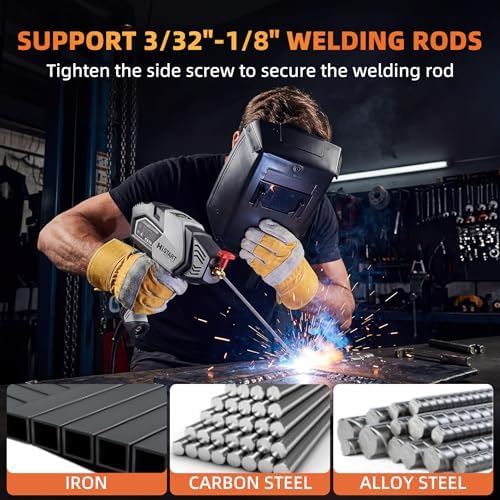 Portable Welding Machine, 110V Handheld Welder with IGBT Inverter, 5 Variable Current Adjustment ARC Welder for 3/32"-1/8" Rods,Welding Helmet,Carrying Case Included (GARY)