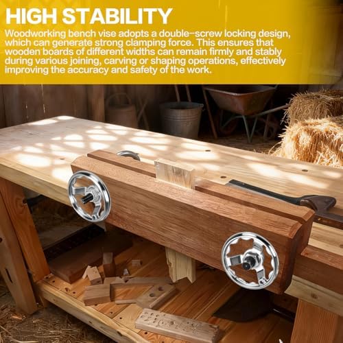 Hardware Kit Compatible with Moxon Vise, Bench Vise Screw Kit for Rapid Clamping, Smooth Operation, Joinery Shaping and Carving, Includes 5" Hand Wheel, 3/4"x 8" Threaded Rod, Nut and Washer