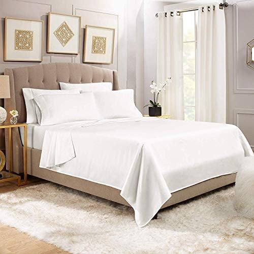 6pc 1200 Thread Count QUEEN Bed Sheet Set Egyptian, Deep Pocket, SNOW WHITE