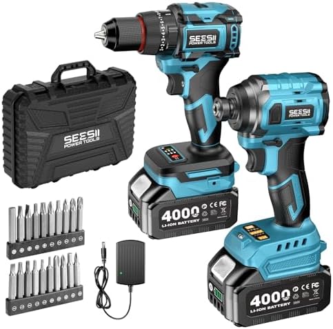SEESII Cordless Drill & Impact Driver Combo Kit for DIY Home