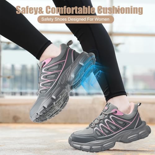 Hogent Steel Toe Shoes for Men Women - Non Slip & Lightweight Work Shoes