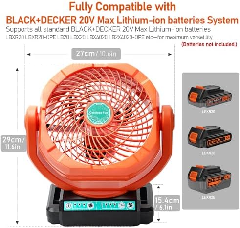 Oscillating Fan Compatible with BLACK+DECKER 20V Battery (Tool Only)