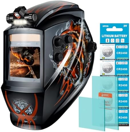 TRQWH Welding Helmet Auto Darkening Large Viewing True Color Solar Powered Welding Mask with 4 Arc Sensor Adjustable Wide Shade Range 4~5-8/9-13 Welder Mask with Grinding