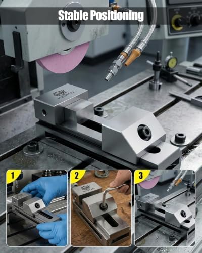 2″ Precision Grinding Vise for Machine Tools Drilling Bench and More Machining Platform with Hex Wrench, Alloy Steel Precision Grinding Screwless Mini Insert Vise Silver