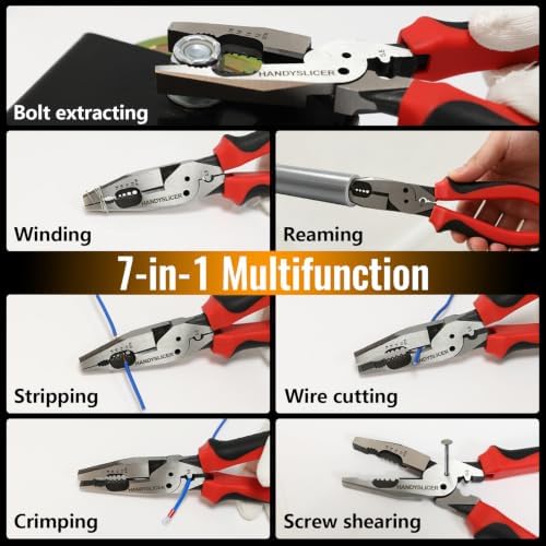 8.5" 7-in-1 Linesman Pliers, Heavy Duty Combination Pliers
