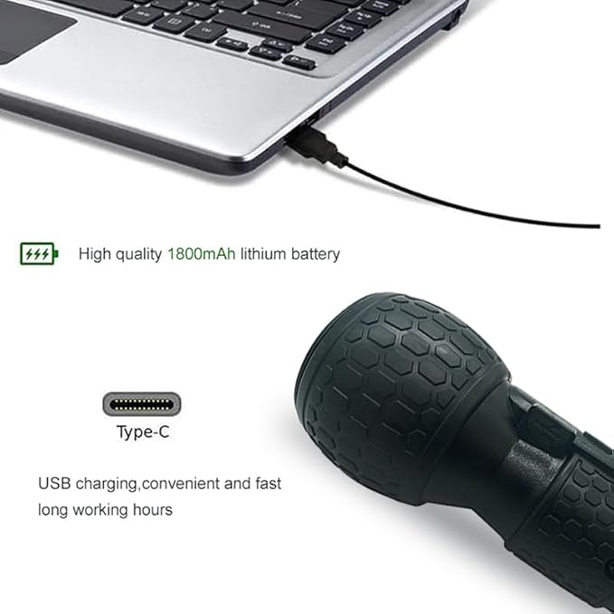 3.6V Cordless Electric Screwdriver Rechargeable portable Mini Rotary Home Gadget，Automatic Manual all in one with LED Light and USB-C Charging Cable BLACK