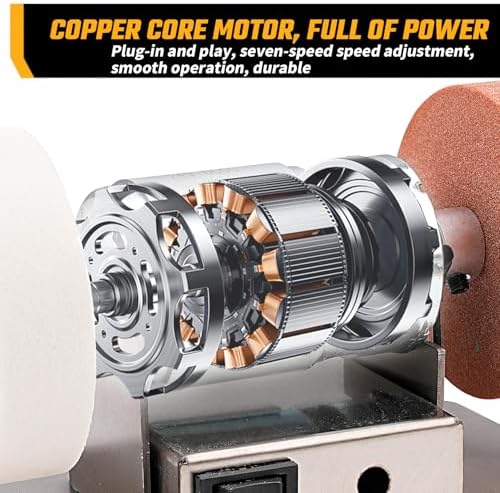 Mini Bench Grinder 3 Wheels, Benchtop Polisher Buffer for Jewelry