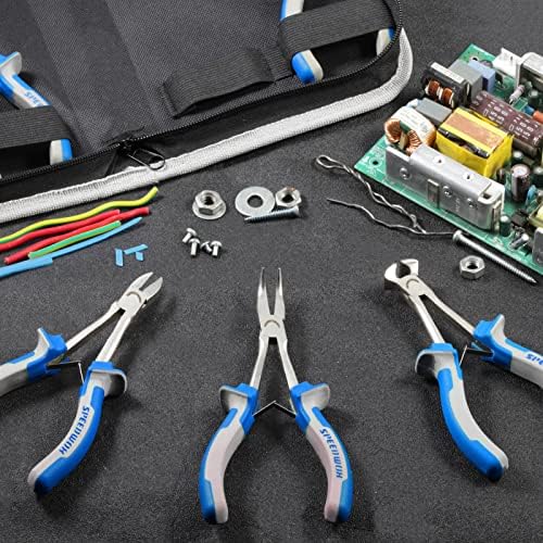 SPEEDWOX 5Pcs Mini Long Reach Pliers Set with Case Include Flat Nose Pliers End Cutting Pliers Bent Nose Pliers Diagonal Pliers Needle Nose Pliers for Making Crafts, Repairing