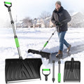 DMJN [2026 Upgraded] 2-in-1 Snow Pusher & Snow Shovel, 53" Aluminum Snow Removal Tool with 20" Wide Pusher & 10" Shovel for Driveways, Sidewalks, Steps and Walkways