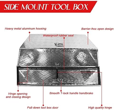 BLACKHORSE-RACING 48.8 Inch Aluminum Trailer Tool Box with 5 Bar Design Secure Storage for Pick Up Trucks, RV Trailers and ATVs, Lock & Keys Included