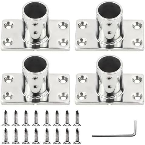 YANYUCB Boat Hand Rail Fitting,316 Stainless Steel Rectangular 60/90 Degree Boat Hand Rail Base(1 inch,1-1/4inch,7/8 inch,1-3/16 inch) with L Shape Hex Key and Screws