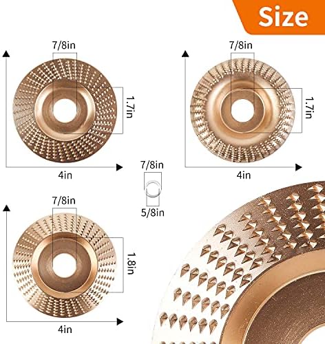 Pomsare 3PCS Angle Grinder Polishing Pad, Wood Carving Disc Set for 4 1/2 Inch Angle Grinder, Heavy Duty Wood Sanding Disk Grinding Wheel, Stump Grinder Attachments for Wood Cutting Shaping