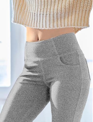 VOOVEEYA Women's Bootcut Leggings - Bootleg Yoga Pants Flare with 4 Pockets