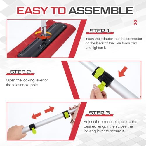 Chumia Adjustable Snow Roof Rake, 12-20ft Telescopic Pole, No-Scratch Rake