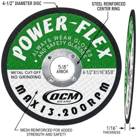 50 Pack 4 1/2 Inches x 1/16 Inches x 5/8 Inches Premium Cut Off Wheels - for Cutting All Ferrous Metals and Stainless Steel