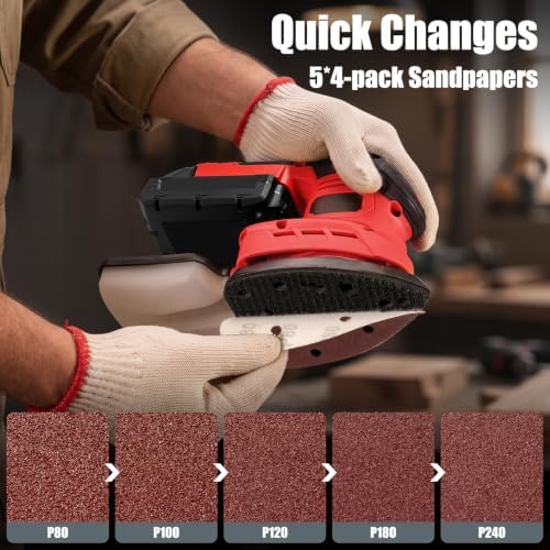 Brushless Detail Sander Compatible with Milwaukee 18V Battery, Red