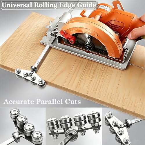 12 Inch Circular Saw Guide, Circular Saw Guide Rail with Roller Guide and Positioning Calipers, Adjustable Rip Fence for Circular Saw, Straight Edge Cutting Guide for Woodworking and DIY Projects