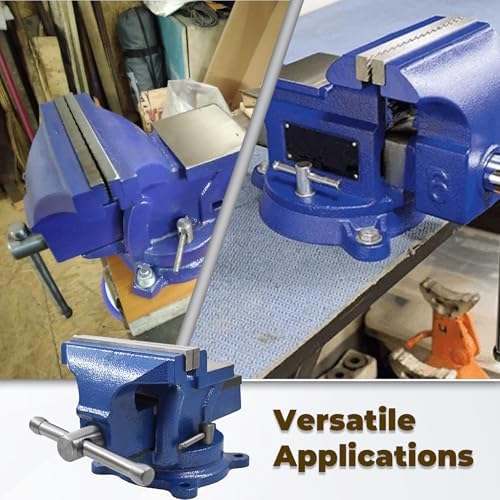 kimllier 5 Inch Heavy Duty Bench Vise with Anvil 360 Degree Swivel Locking Base Bench Clamp, Fit for Clamping Fixing Equipment Home or Industrial