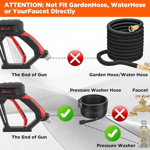 Tool Daily Short Pressure Washer Gun with Foam Cannon, Car Wash Brush