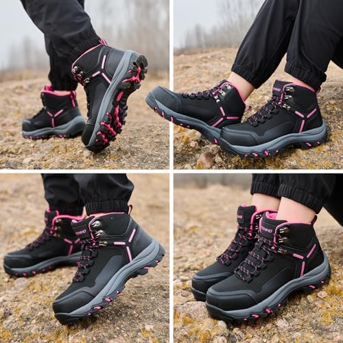 Kezhiho Waterproof Steel Toe Boots for Women Wide Width Non Slip Work Boots Lightweight Slip Resistant Safety Shoes Indestructible Construction Composite Toe Sneakers