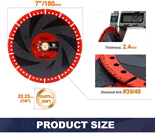 Metal Cutting Diamond Blade 7"- BRSCHNITT 180mm All-Purpose Diamond Saw Blade for Rebar Sheet Metal Angle Iron Stainless Steel Concrete.
