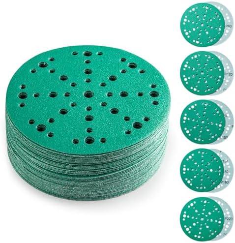 6" Assorted Grit Sanding Discs, 49-Hole Hook & Loop for Festool, 50 Pcs