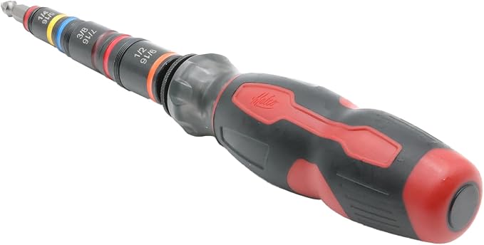 Malco HMTP2A C-RHEX® 7-in-1 Flip Bit Socket Set with Integrated #2 Phillips Bit & Premium Grip Handle – 6 Cleanable Reversible Hex Sizes (1/4"-9/16"), Ultra-Powerful Magnet