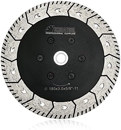 SHDIATOOL 7 Inch Granite Turbo Cutting Blades Two-in-One Design Cut Grind Sharpen Marble Concrete and Bricks