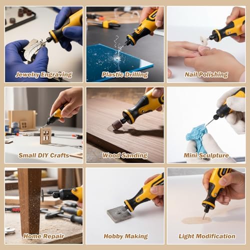 3.6V Cordless Rotary Tool Kit, 55-Piece Mini Grinder Set with Diamond Burrs, Cut-Off Wheels, Sanding Drums for Engraving, Polishing, Cutting, Resin Crafts
