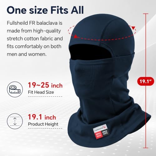 Fullsheild FR Balaclava CAT2 7oz Flame-Retardant Cotton Face Mask, NFPA2112