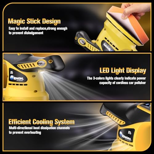 Brushless Car Buffer Polisher, 6 Inch Cordless Car Buffer Polisher Kit Dual Action Random Orbital Polishing with 6-Speed 2300-6000RPM for Auto Detailing, Waxing & Paint Correction