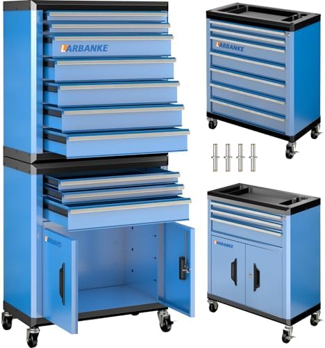 LARBANKE10 Drawer Rolling Tool Chest with Wheels,Locks & Waterproof Top