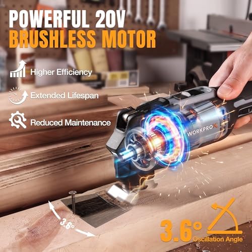 WORKPROX 20V Brushless Cordless Oscillating Multi-Tool Kit