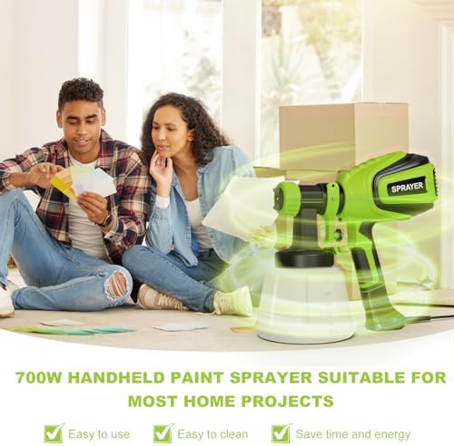 VONFORN Paint Sprayer, 700W Spray Paint Gun with 4 Nozzles & 3 Patterns