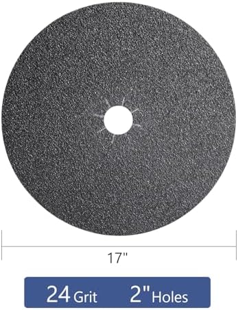 HUAALIUCHE Floor Sanding Disc Cloth-Backed Silicon Carbide，17" x 2" Holes for Concrete, Stone, 16 Grit, 3-Pack