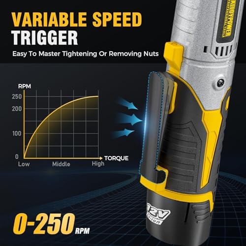 3/8" Cordless Ratchet Wrench, 60 FT-LBS(80N.M), 12V Extended