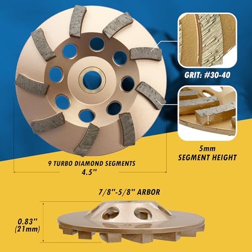 4" Diamond Grinding Wheel for Concrete Masonry 9 Segments 7/8"-5/8"
