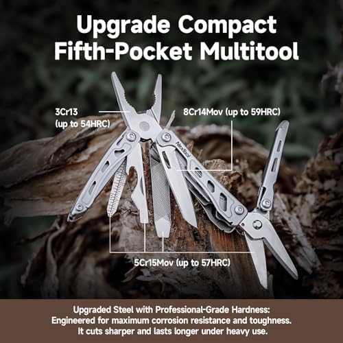 NexTool Mini Flagship F12 Keychain Multitool, Fifth Pocket Tools (Silver)