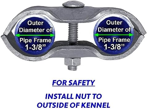 1-3/8" Galvanized Chain Link Fence Panel Clamps with Bolts & Nuts - Saddle Clamps for Dog Kennels & Temporary Fencing (8 Pack)