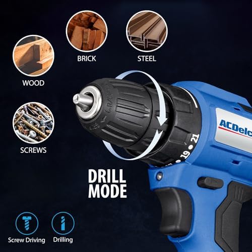 ACDelco Brushless Combo Kit, 251 Ft-lbs (350Nm) Impact Wrench & 400 In-lbs Drill, 1/2" & 3/8" Chuck, (2) 2.0Ah Batteries & Charger, 2600 RPM, 20V 2-Tool Power Kit, ARI20132-K1