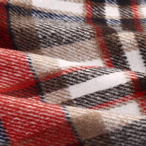 IDEALSANXUN Womens Plaid Wool Skirts Elastic Waist A-Line Pleated Tartan Long Skirts