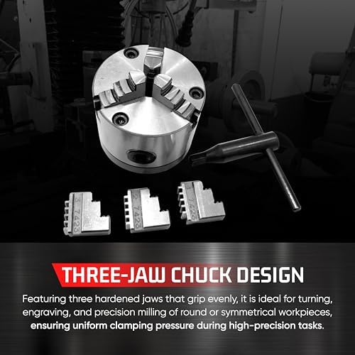 Rotary Table Cutting Tool with 80mm Self Centering Chuck & T-Nuts, 4"