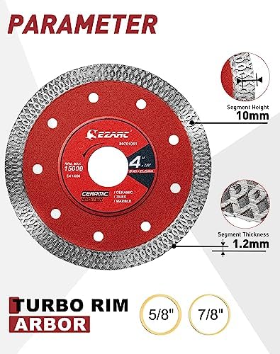 EZARC 4 Inch Super Thin Diamond Tile Blade, 7/8"-5/8" Arbor, 2-Pack