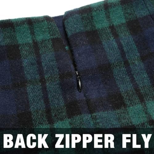 IDEALSANXUN Plaid Skirts for Women Fall Winter Knee Length Pencil Wool Skirt with Slit