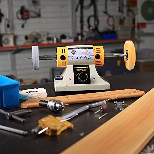 Adjustable Speed Polishing Machine, Multi-Function Bench Lathe Polisher, Bench Grinder, Polishing Machine Used For Jewelry Making, Woodcrafting, Dental, Manual DIY.
