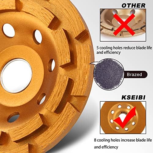 KSEIBI 644025 Diamond Concrete Grinding Wheel 4 inch for Polishing and Cleaning Stone Concrete Surface, Cement, Marble, Rock, Granite, and Thinset Removing, Angle Grinder Wheels Cup
