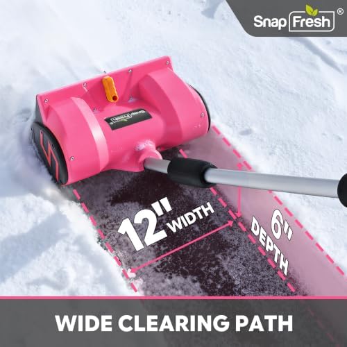 SnapFresh Cordless Snow Shovel, 12 Inch 20V Cordless Snow Shovel with 4000mAh Battery & Fast Charger(Pink)