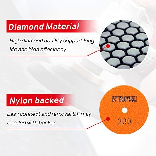 DT-DIATOOL Dry Diamond Polishing Pads 4 Inch for Granite Marble Quartz Stone Countertop Tiles 8 Pieces WBUFF
