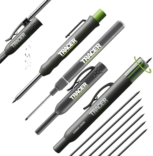 Tracer Complete Deep Hole Marking Kit - Includes Double-Tipped Long Head Deep Hole Permanent Marker and Deep Hole Construction Pencil with 6 Replacement Lead Dispenser Site Holster