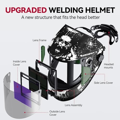 ARCCAPTAIN Welding Hood, 180° Panoramic View Auto Darkening Welding Helmet (LY800Js-IW)